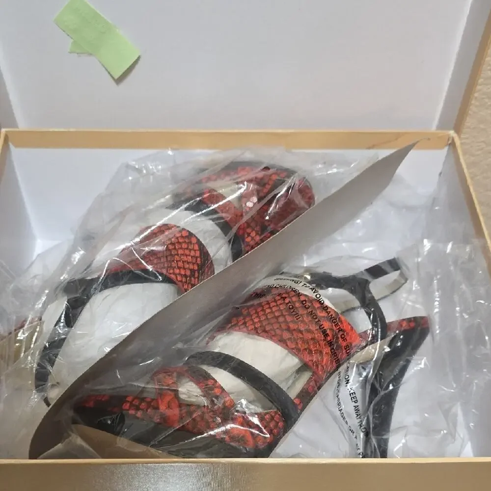 MICHAEL Michael Kors Mandarin and Black Snakeskin Heels